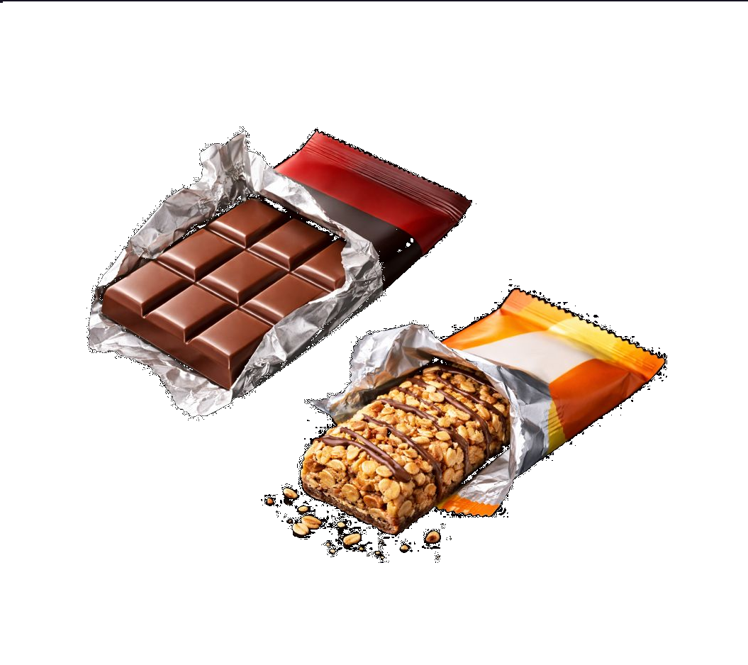 Barra de chocolate o barra de cereales. (carbos procesados)