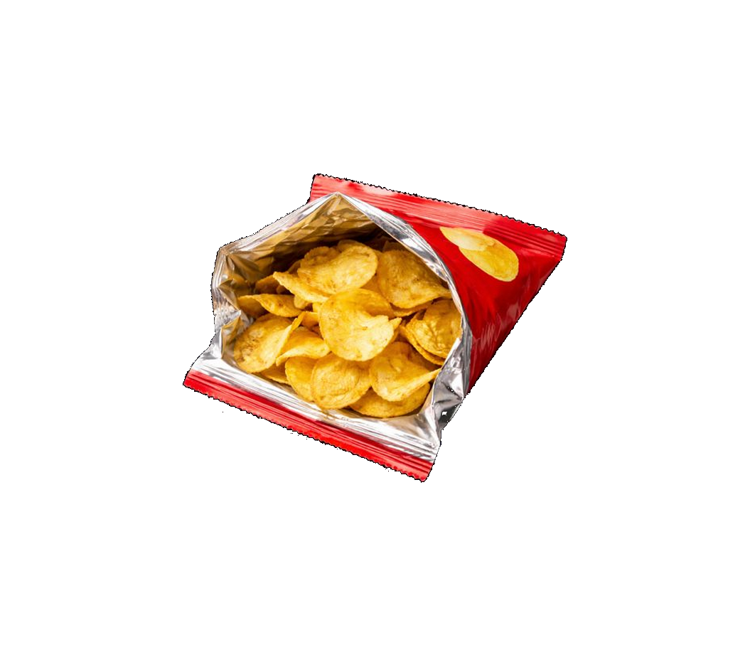 Pequeño paquete de papas chips, horneadas no fritas. (carbo procesado)